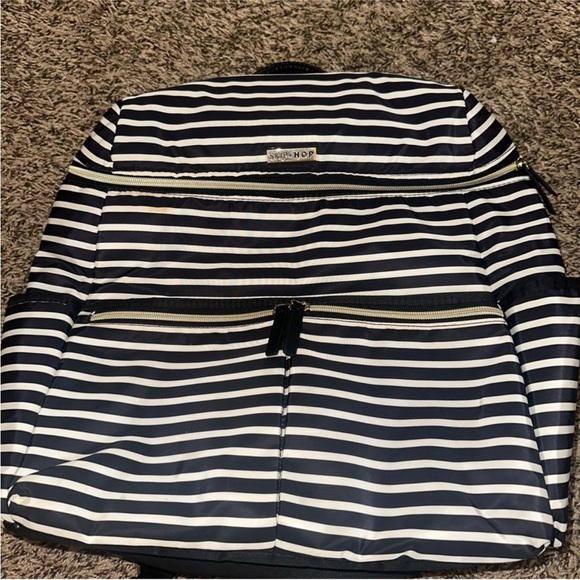 Black and White Striped Backpack diaper bag - Picture 2 of 11
